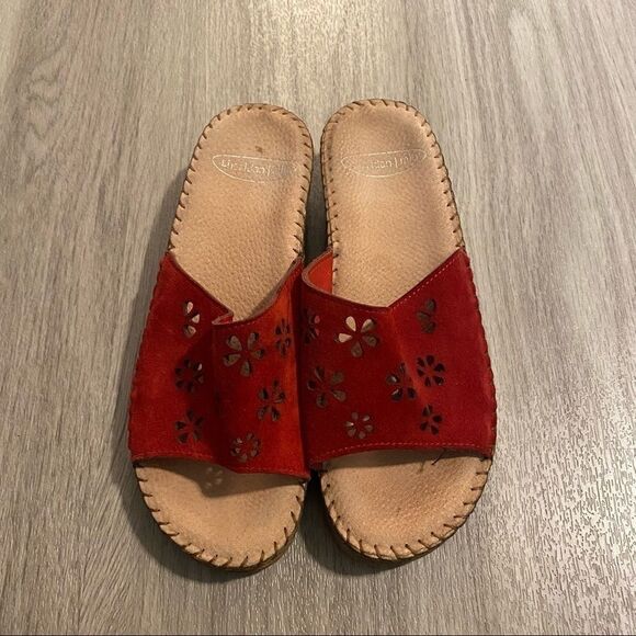 Sheridan Mia red floral cut outs slip on wedges 37 - Picture 1 of 5
